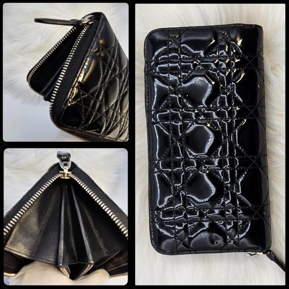 Dior  Cannage Pattern Patent Leather Continental Wallet - Picture 17 of 17